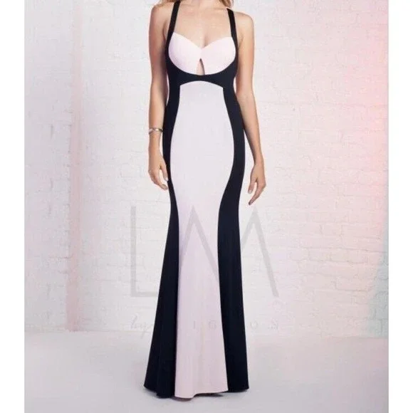 LM by Mignon | Dresses | Lm By Mignon Pink Black Open Racerback Formal Prom  Dress Women Size 4 Nwt | Poshmark